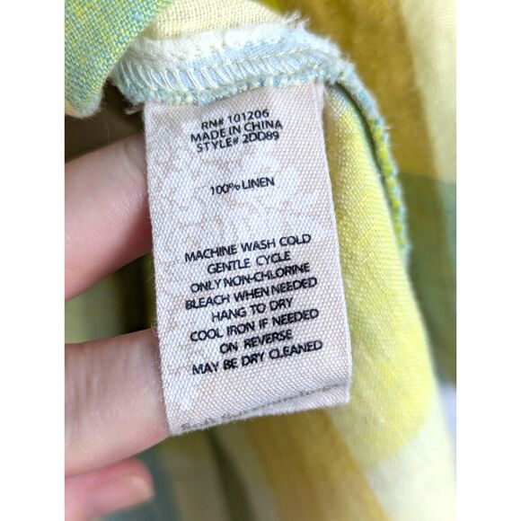 SOFT SURROUNDINGS 100% Linen Plaid Avalon Shirt Country Cottage Beachy Small - Picture 8 of 8